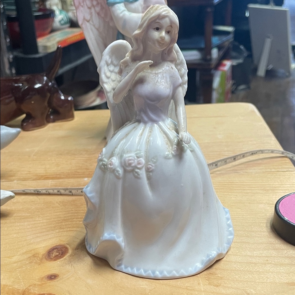Elegant White Angel Bell Figurine